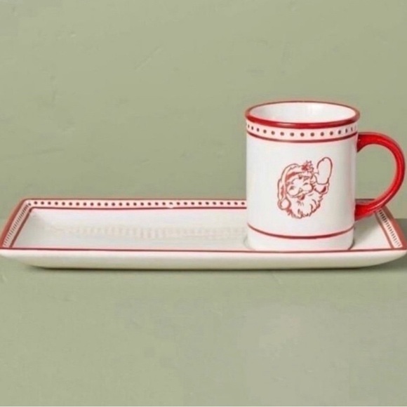 Hearth & Hand Other - Hearth & Hand with Magnolia Waving Santa Stoneware Milk and Cookies Set